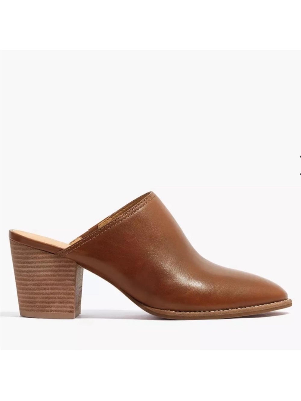 MADEWELL Harper Brown Leather Mule Heels for Women Size 7 English Saddle